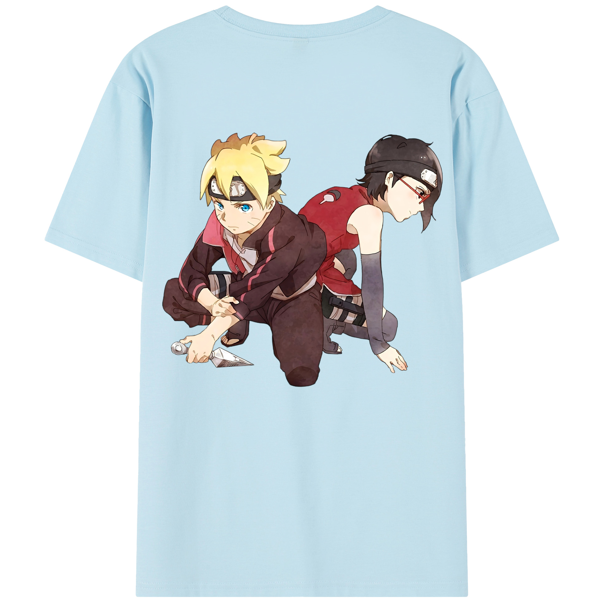 （画像用） NARUTO -ナルト- うちは サラダ Uchiha Sarada 綿100％半袖Tシャツ（背面プリント）